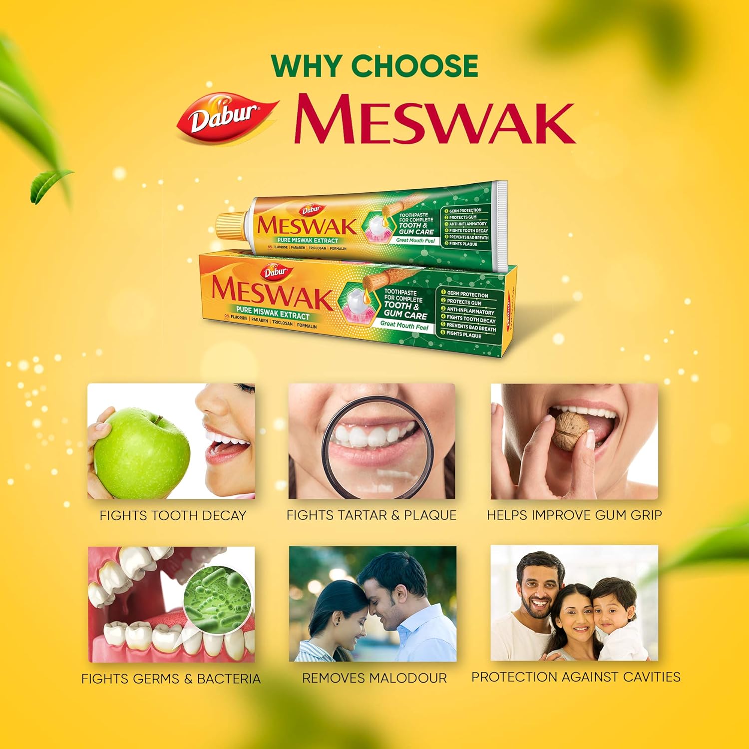 Dabur Meswak Complete Oral Care Toothpaste - 400g (200g x 2, Pack of 2) | For Tooth Decay Prevention, Stain Removal, Cavity Protection, Tartar Control, Gum Protection, Plaque Removal, Anti-Bacterial