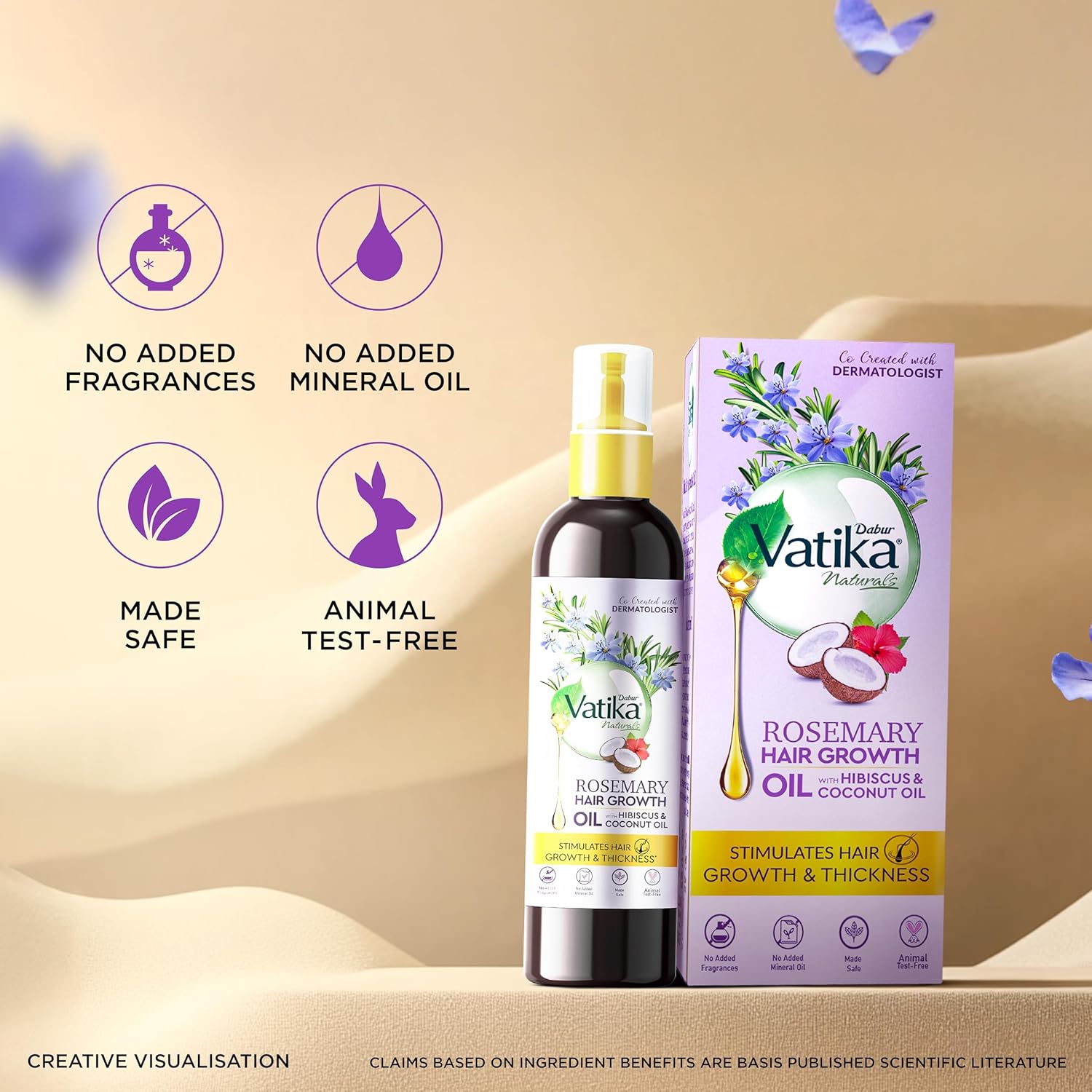 DABUR Vatika Rosemary Hair Growth Oil With Hibiscus & Coconut Oil - 100Ml | Stimulates Hair Growth And Thickness | Reduces Hair Fall | Co-Created With Dermatologist | No Mineral Oil |Animal Test Free