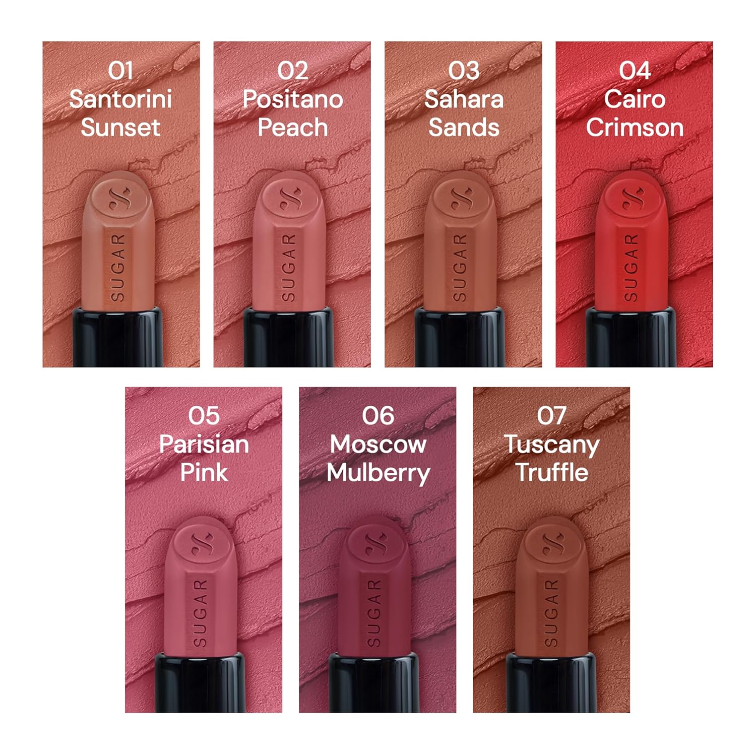 SUGAR Cosmetics Glide Peptide Serum Lipstick with Hyaluronic Acid & Vitamin E | Velvet Matte Finish | Long Lasting & Pigmented | 1 Swipe Full Coverage | 4.2gm - 05 Parisian Pink