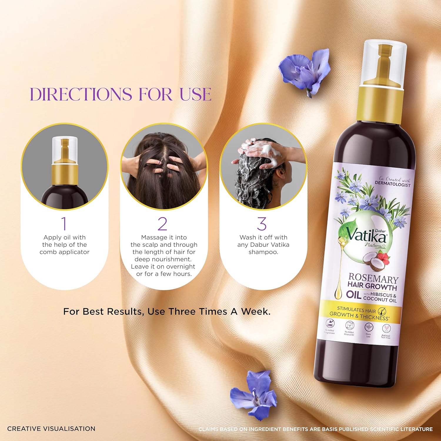 DABUR Vatika Rosemary Hair Growth Oil With Hibiscus & Coconut Oil - 100Ml | Stimulates Hair Growth And Thickness | Reduces Hair Fall | Co-Created With Dermatologist | No Mineral Oil |Animal Test Free