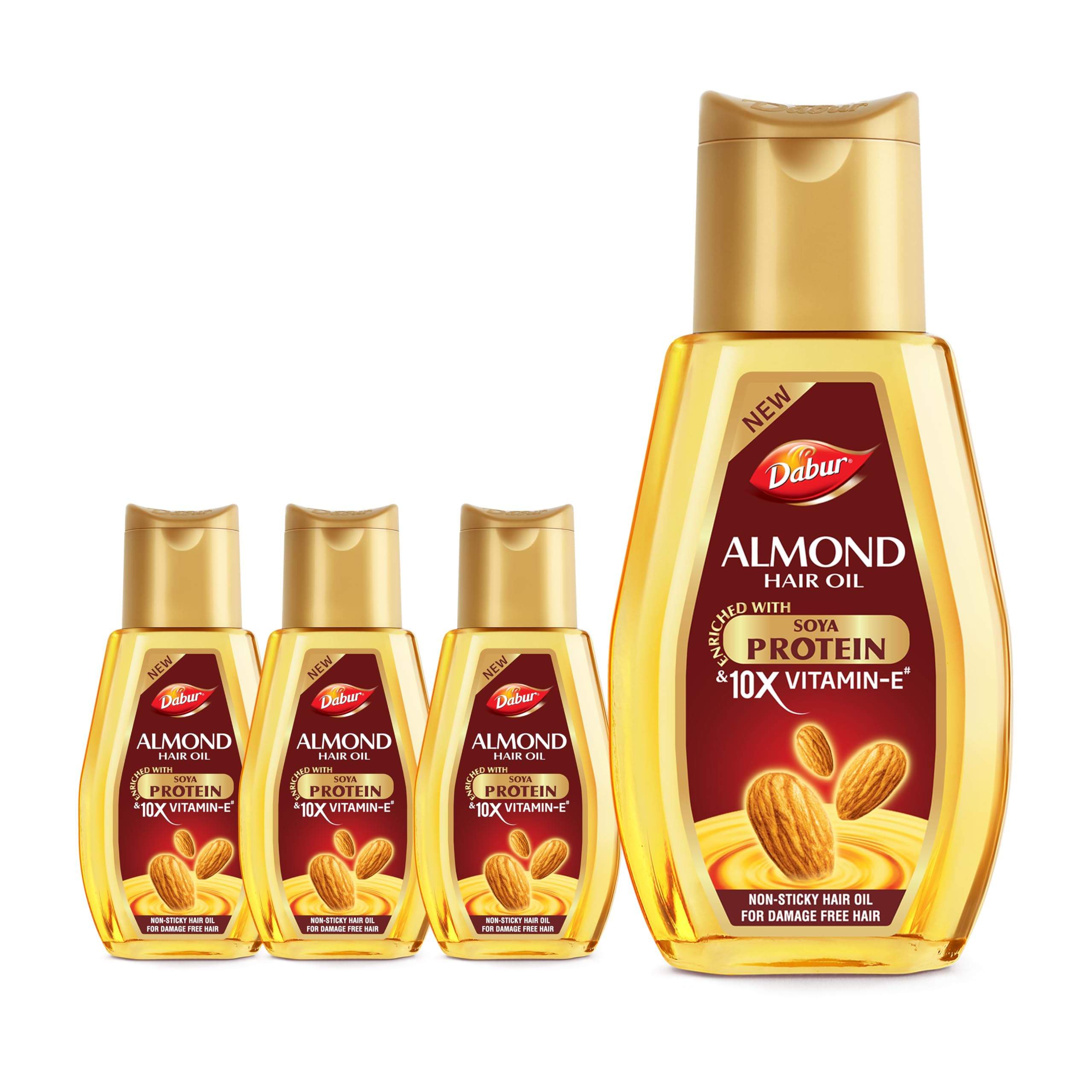 Dabur Almond Hair Oil - 500ml | Provides Damage Protection | Non Sticky Formula | For Soft & Shiny Hair | With Almonds, Keratin Protein, Soya Protein & 10X Vitamin E