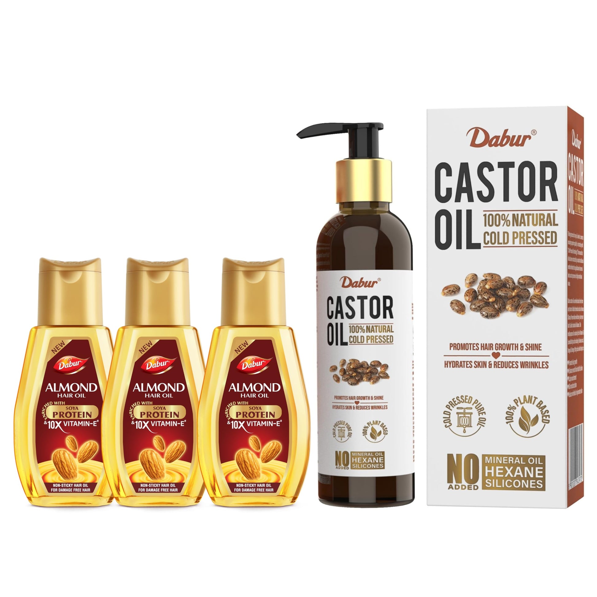 Dabur Almond Hair Oil - 500ml | Provides Damage Protection | Non Sticky Formula | For Soft & Shiny Hair | With Almonds, Keratin Protein, Soya Protein & 10X Vitamin E