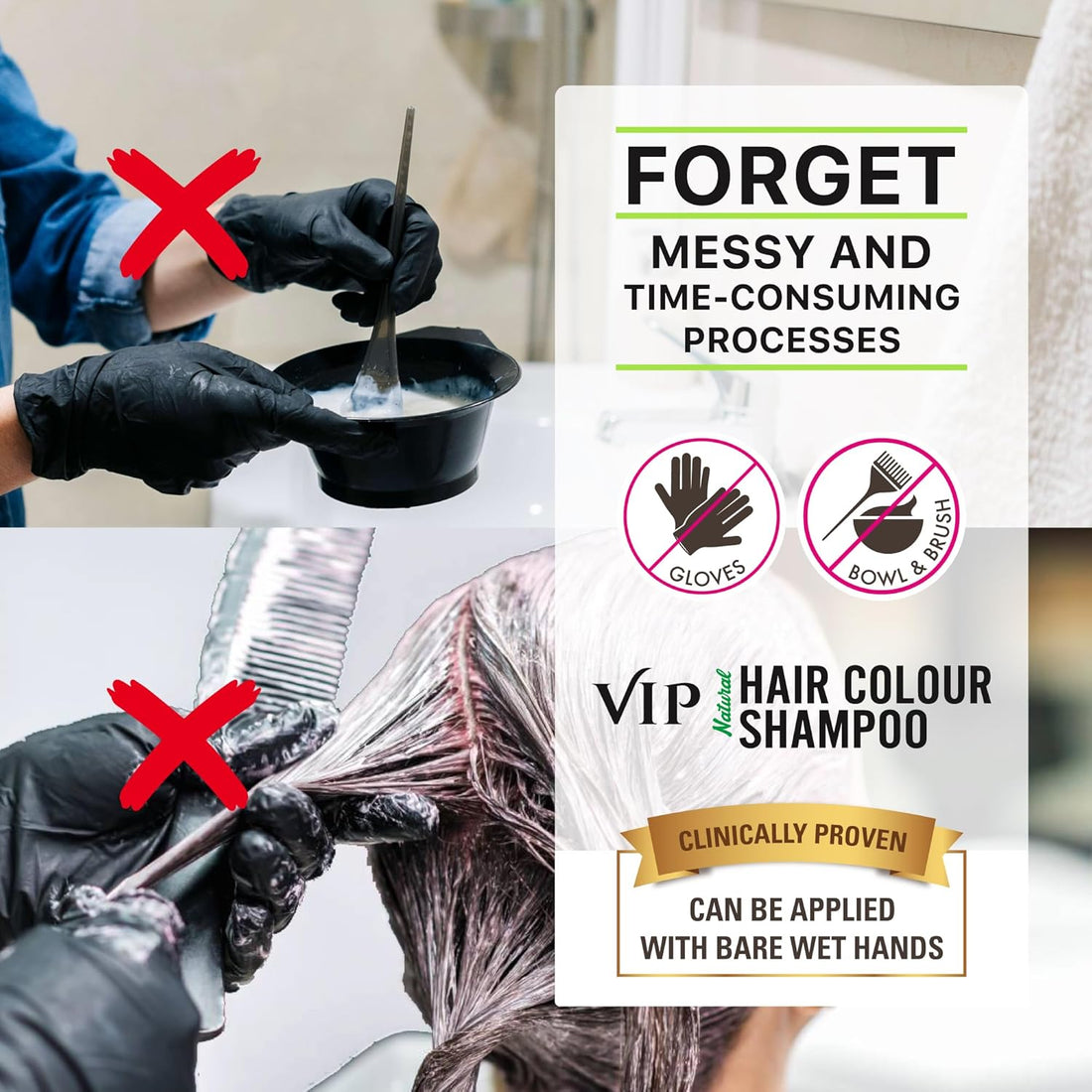 VIP HAIR COLOUR SHAMPOO 180ml Black for Men & Women | Alternate to Hair Dye | Salon Like Hair Color | Instant Beard Color - 100% Grey Hair Coverage