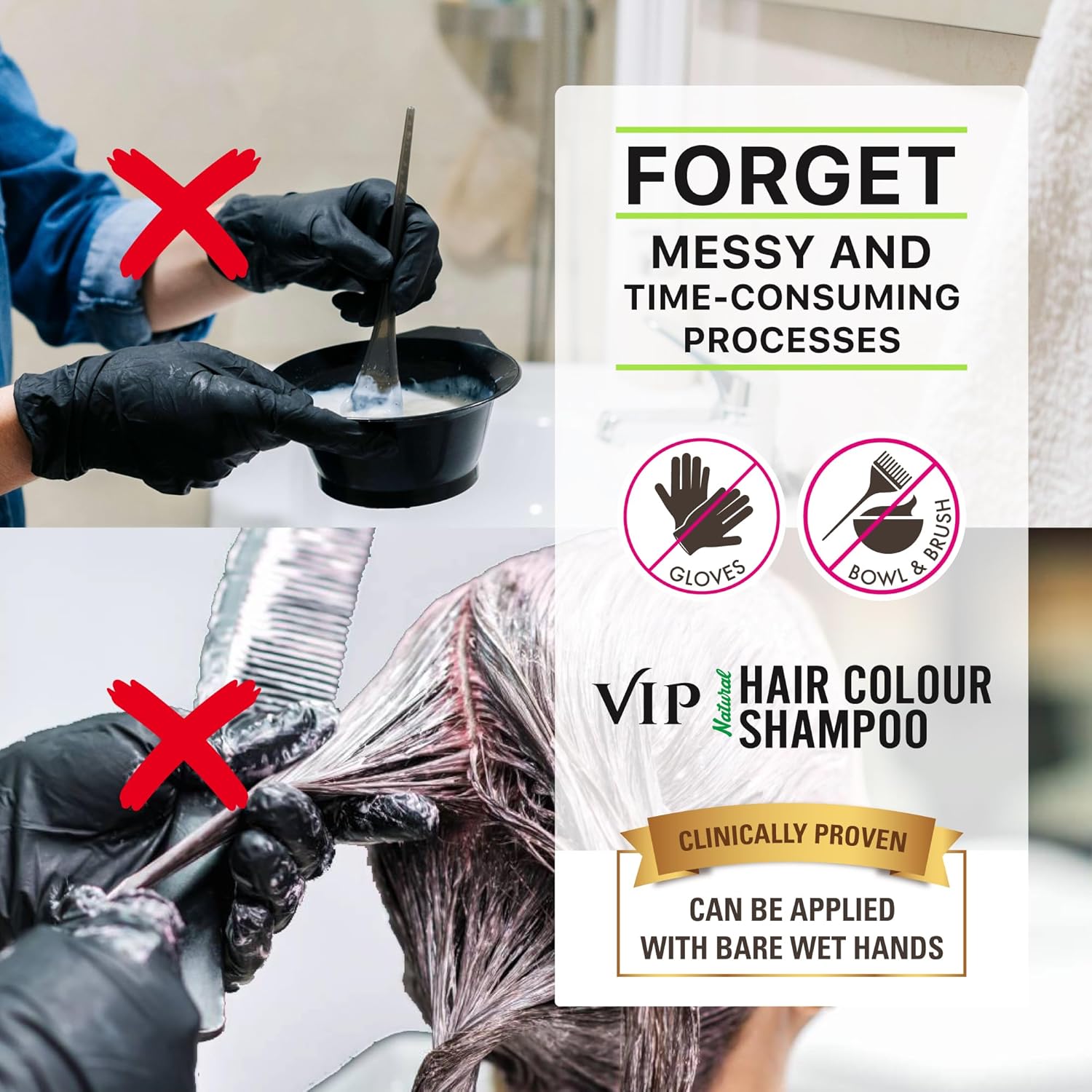 VIP Hair Color Shampoo for Men and Women 200ML (Dark Brown) (20ML Pack of 10)