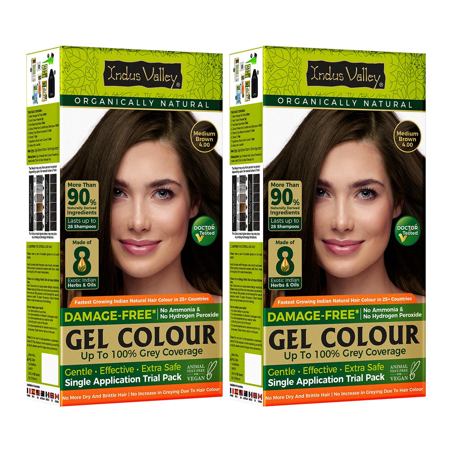 INDUS VALLEY Damage Free Natural Gel Hair Colour for Women | Ammonia & PPD Free Organic Hair Colour with 100% Grey Coverage, Long Lasting Hair Color Trial Pack (Dark Brown, 65 ml)