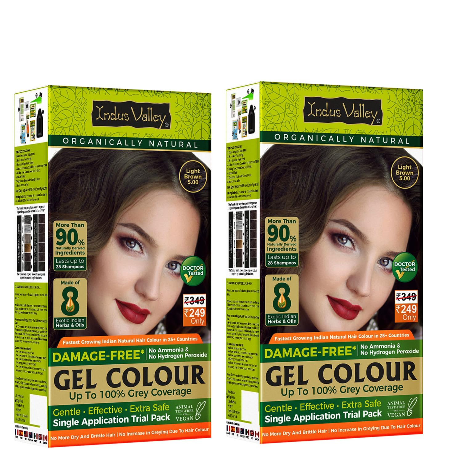 INDUS VALLEY Damage Free Natural Gel Hair Colour for Women | Ammonia & PPD Free Organic Hair Colour with 100% Grey Coverage, Long Lasting Hair Color Trial Pack (Dark Brown, 65 ml)
