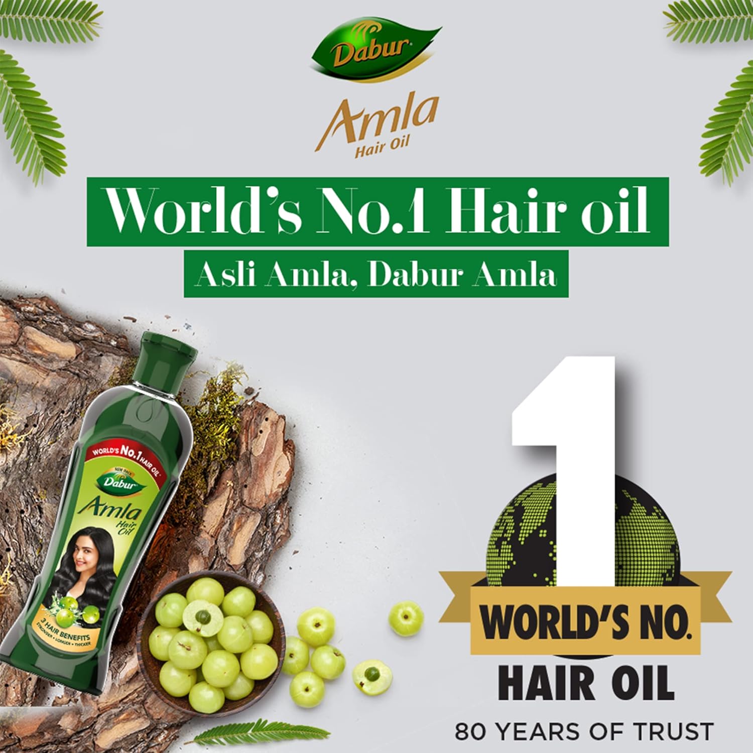 Dabur Amla Hair Oil - 180 ml | For Strong, Long and Thick hair | Nourishes Scalp | Controls Hair Fall, Strengthens Hair & Promotes Hair Growth