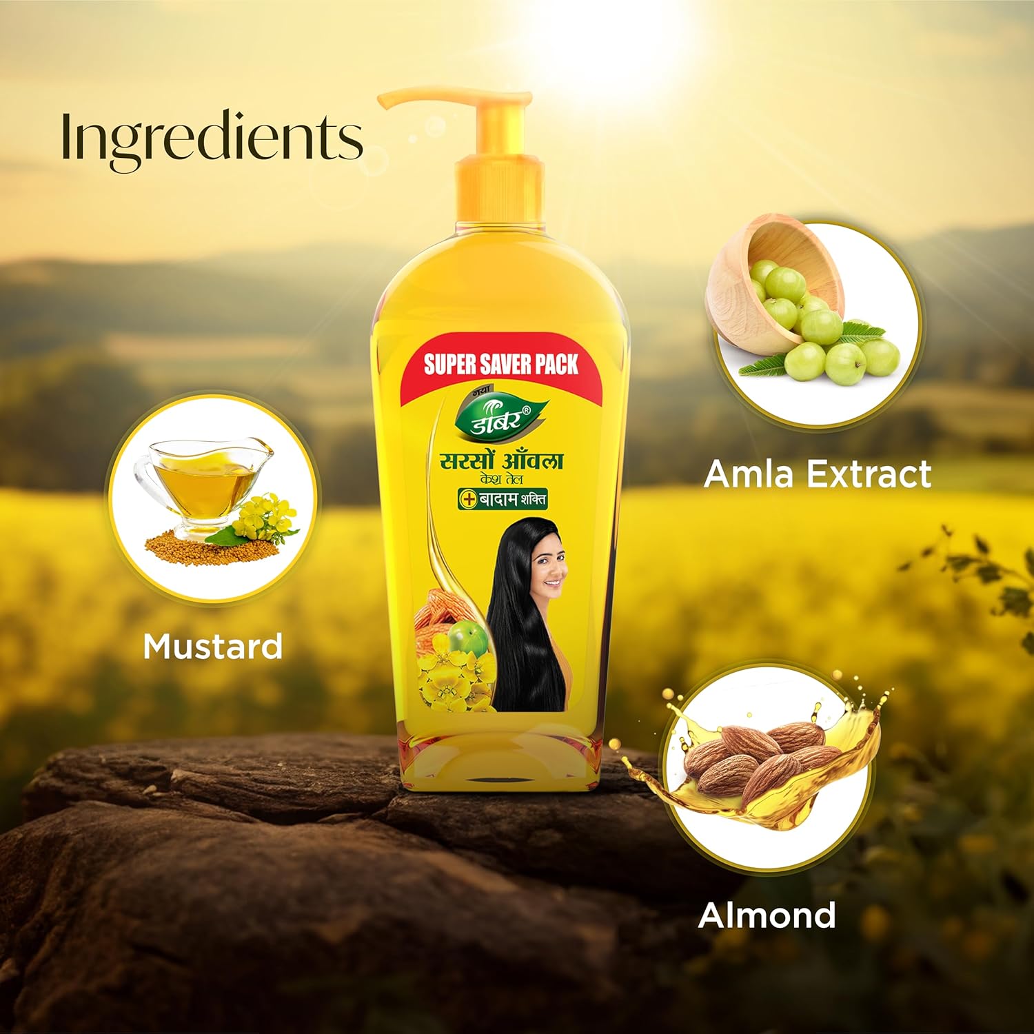 DABUR Sarson Amla Hair Oil 600 Ml|Strengthen The Hair Follicles|Reduces Friziness|Conditions Dry & Damaged Hair