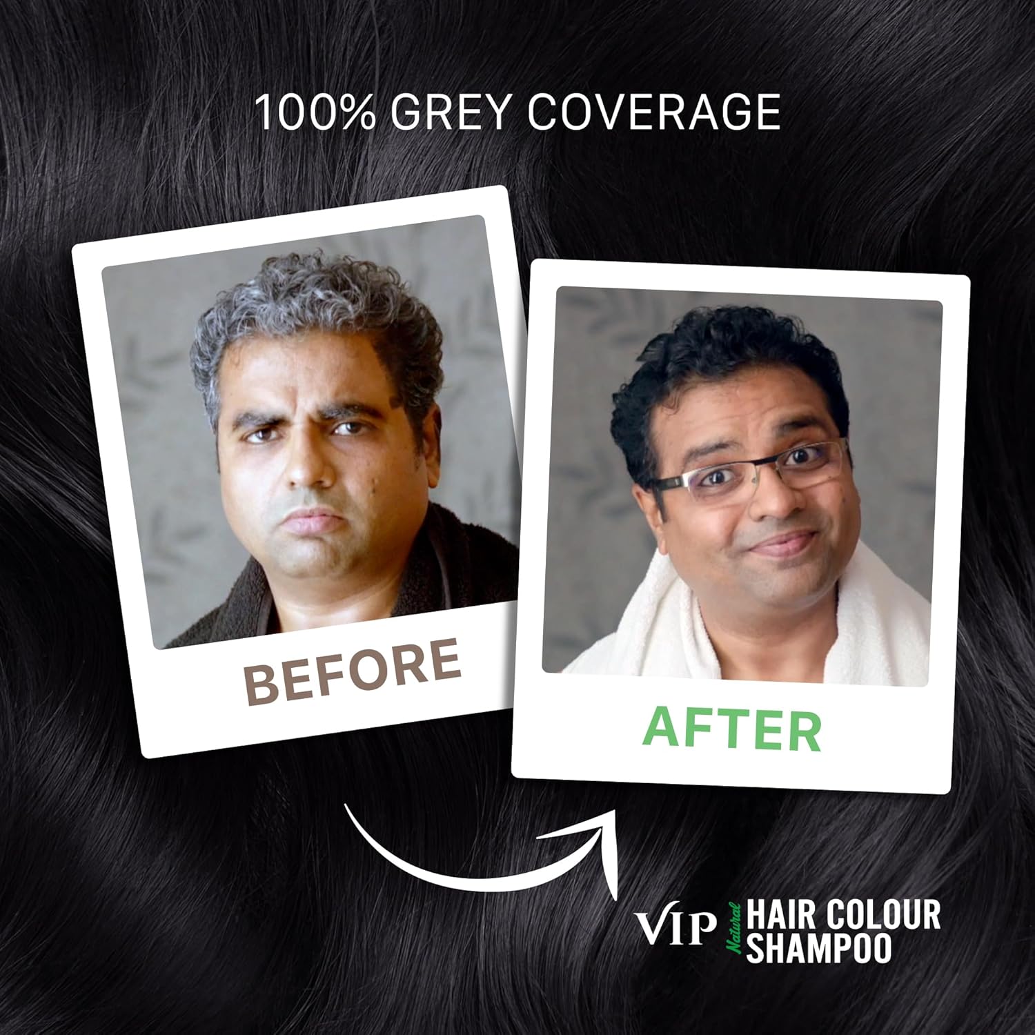 VIP HAIR COLOUR SHAMPOO 180ml Black for Men & Women | Alternate to Hair Dye | Salon Like Hair Color | Instant Beard Color - 100% Grey Hair Coverage