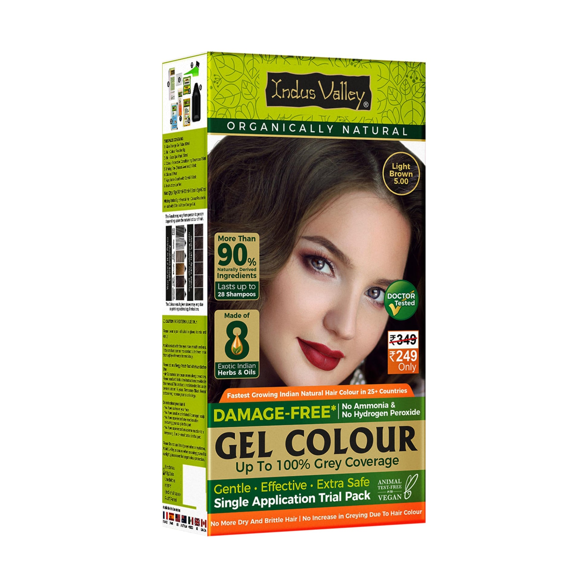INDUS VALLEY Damage Free Natural Gel Hair Colour for Women | Ammonia & PPD Free Organic Hair Colour with 100% Grey Coverage, Long Lasting Hair Color Trial Pack (Dark Brown, 65 ml)