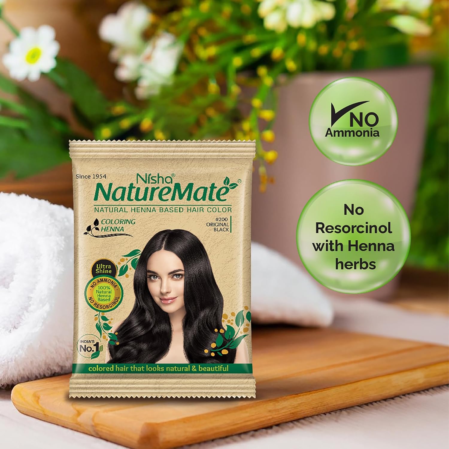 Nisha Nature Mate Henna Based Hair Color Powder Without Ammonia Natural Hair Colour for Women & Men 10gm Pack of 10 (Original Black)