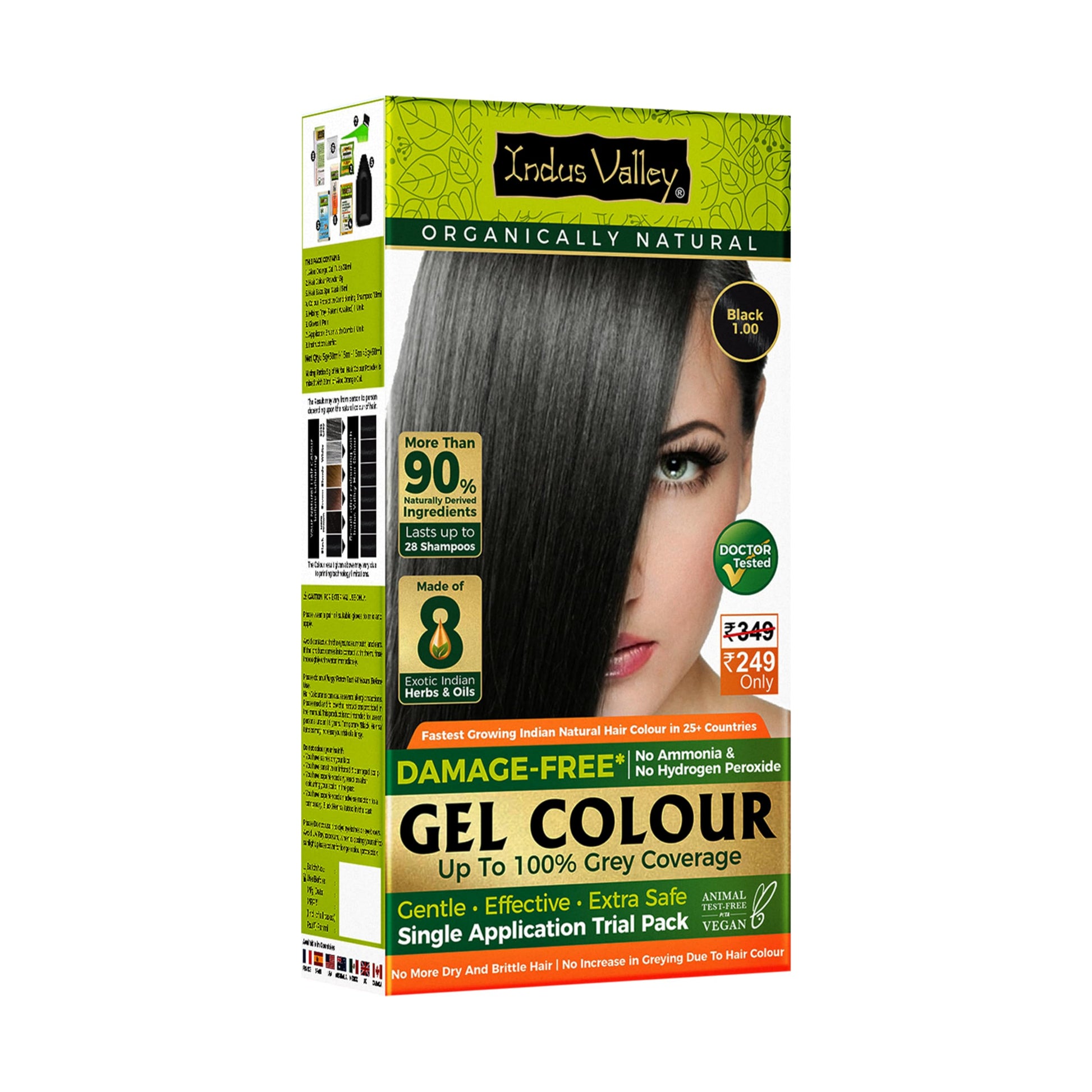 INDUS VALLEY Damage Free Natural Gel Hair Colour for Women | Ammonia & PPD Free Organic Hair Colour with 100% Grey Coverage, Long Lasting Hair Color Trial Pack (Dark Brown, 65 ml)