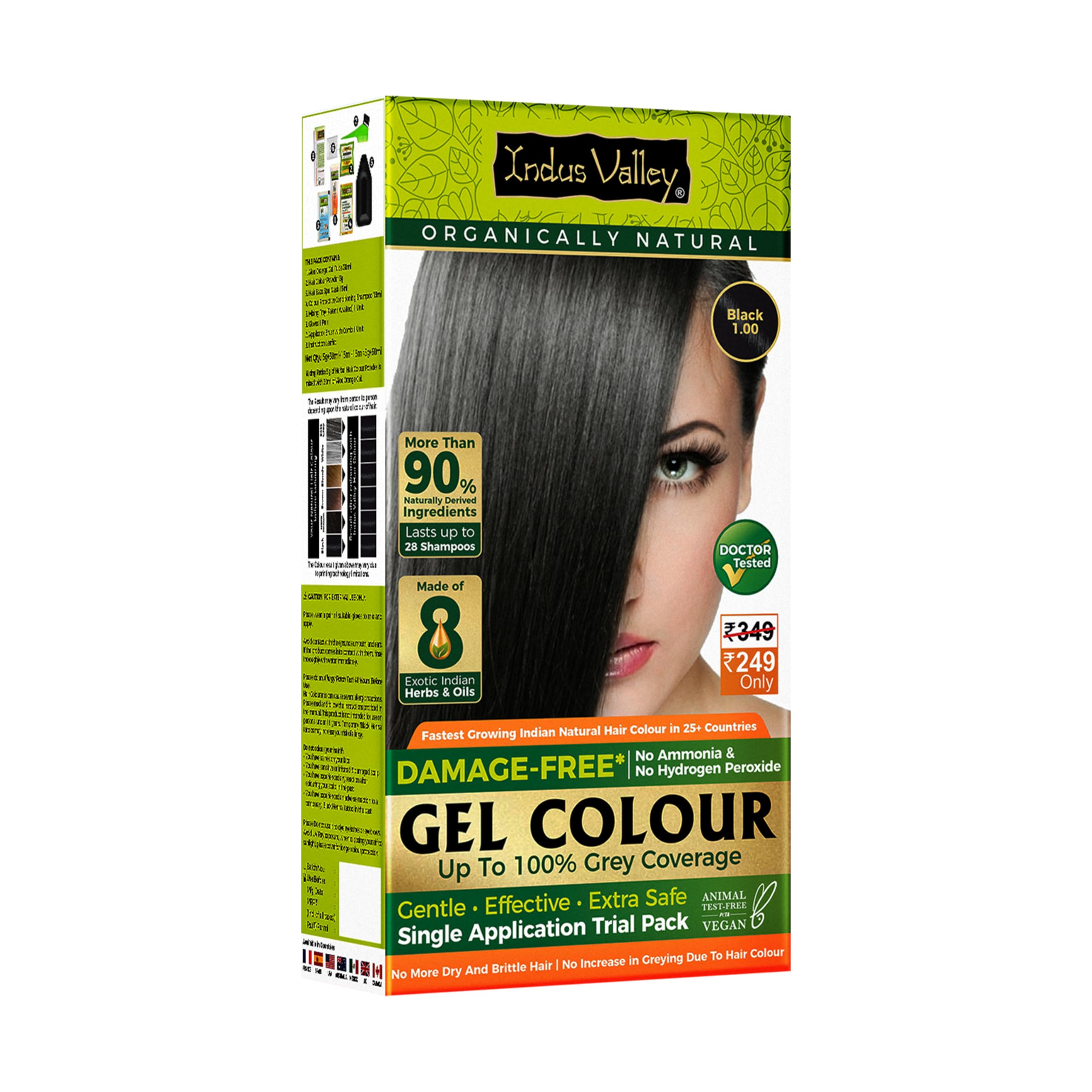 INDUS VALLEY Damage Free Natural Gel Hair Colour for Women | Ammonia & PPD Free Organic Hair Colour with 100% Grey Coverage, Long Lasting Hair Color Trial Pack (Dark Brown, 65 ml)