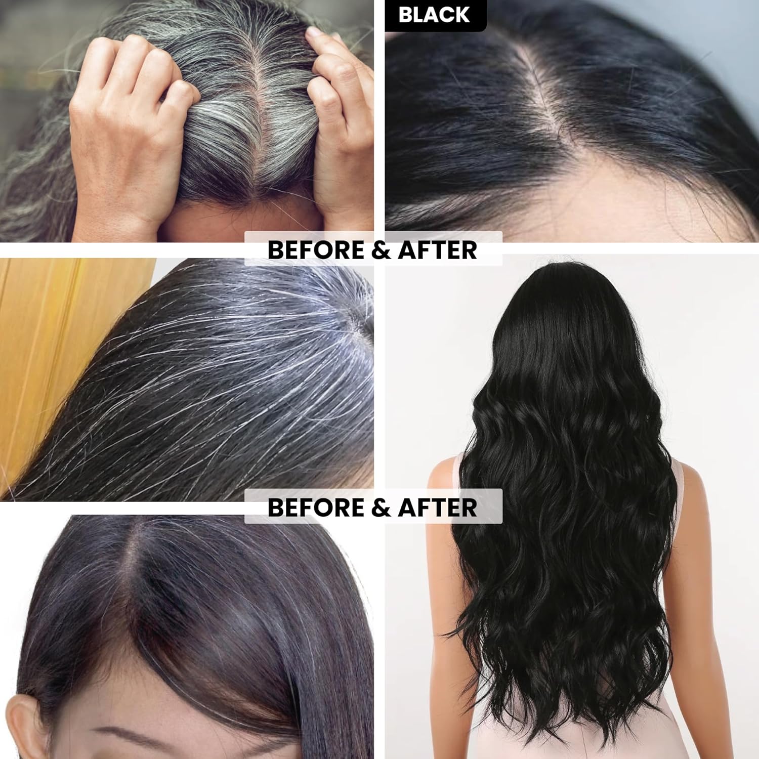 VIP HAIR COLOUR SHAMPOO 180ml Black for Men & Women | Alternate to Hair Dye | Salon Like Hair Color | Instant Beard Color - 100% Grey Hair Coverage