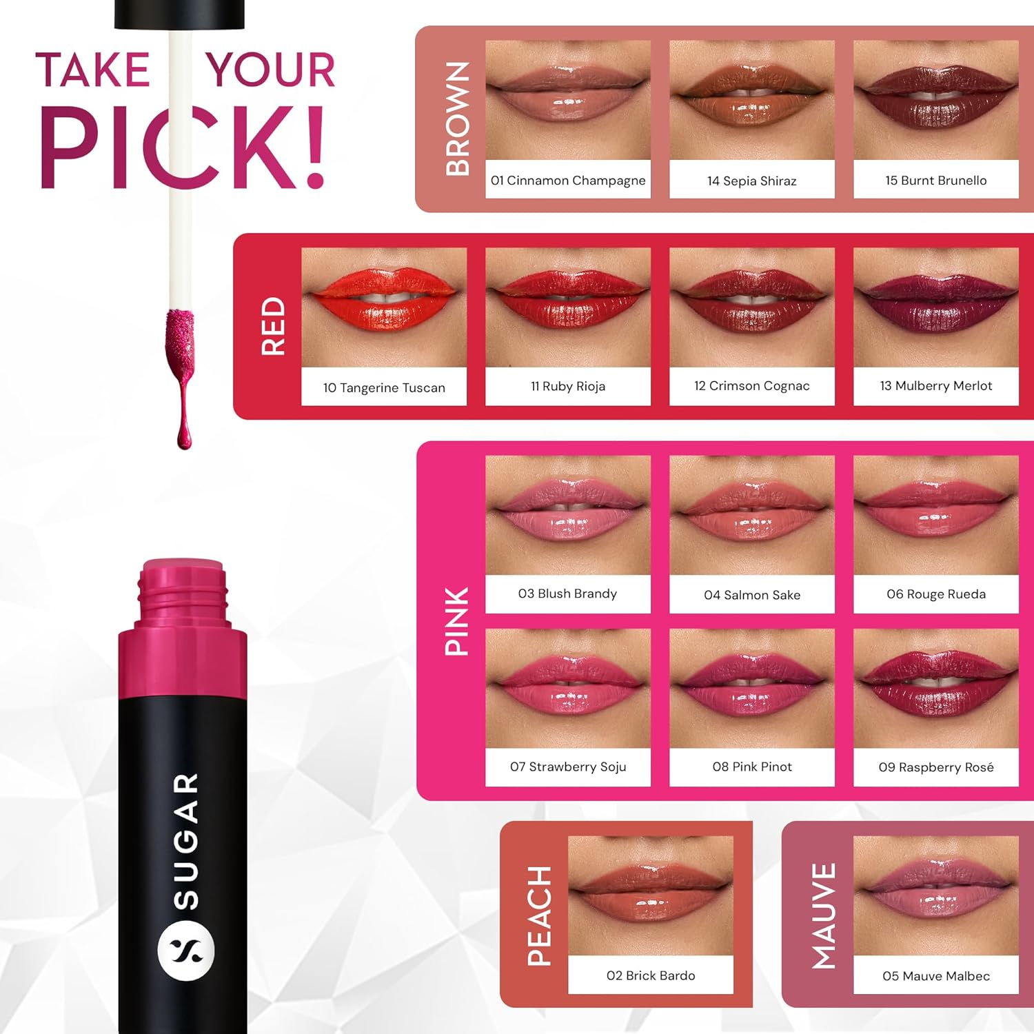 SUGAR Cosmetics Partner In Shine Transferproof Glossy Lipstick | Lasts upto 24hrs | Transferproof & Smudgeproof - 3ml - 01 Cinnamon Champagne