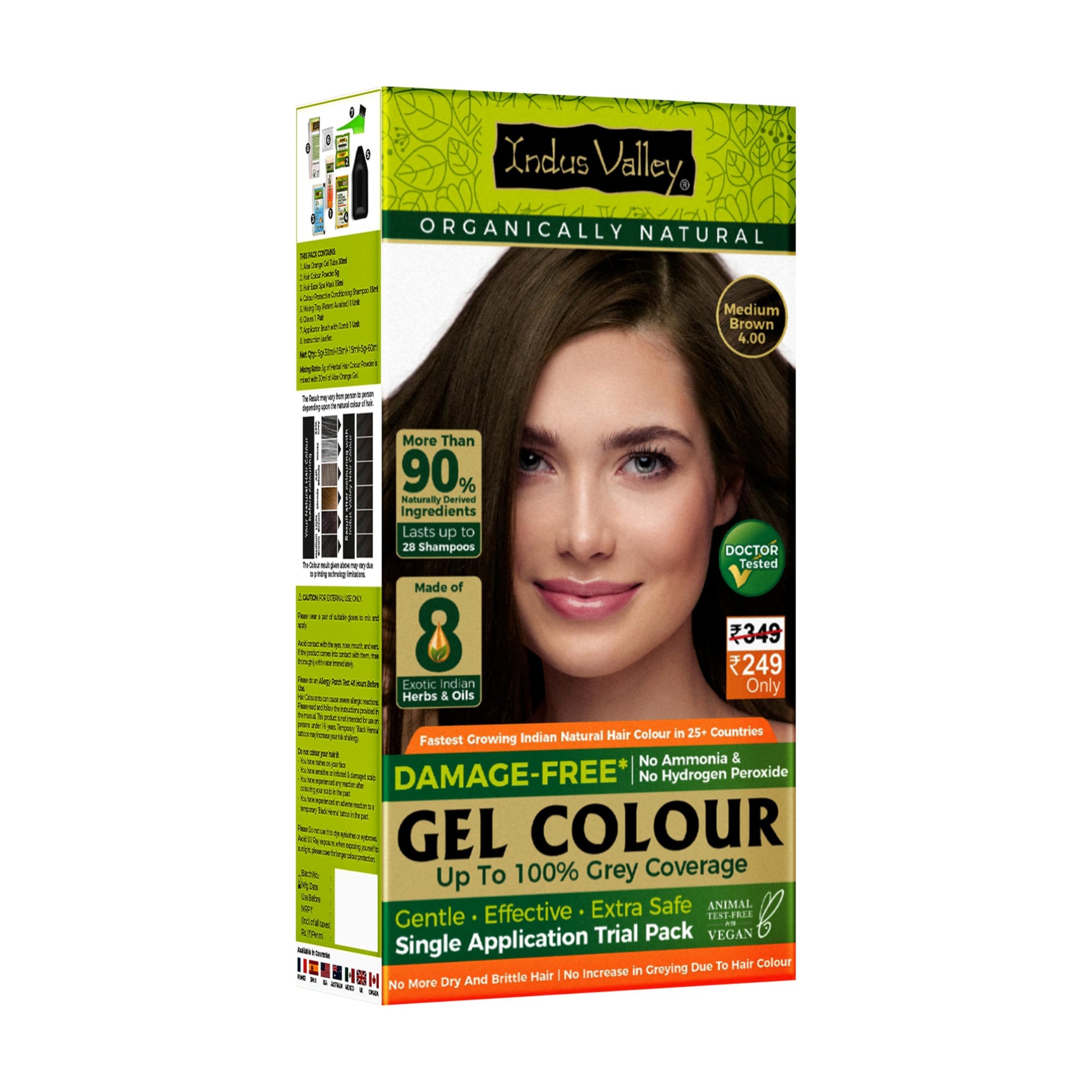 INDUS VALLEY Damage Free Natural Gel Hair Colour for Women | Ammonia & PPD Free Organic Hair Colour with 100% Grey Coverage, Long Lasting Hair Color Trial Pack (Dark Brown, 65 ml)