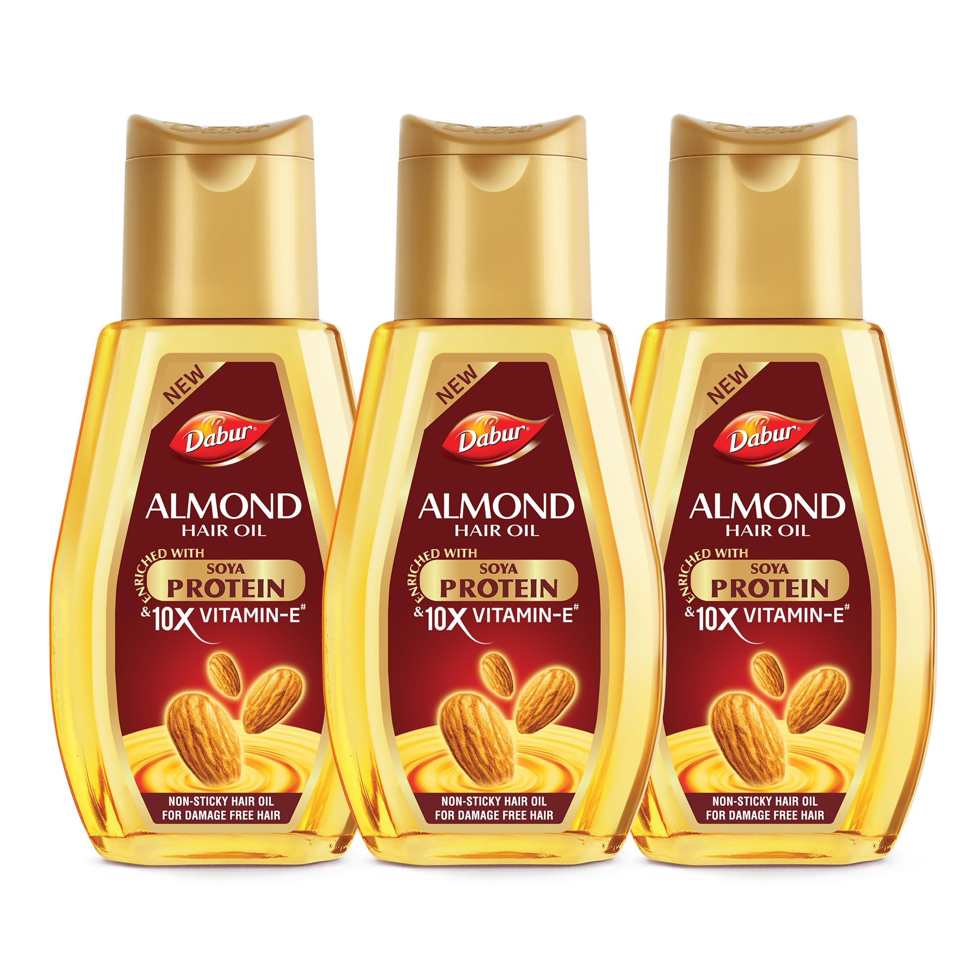 Dabur Almond Hair Oil - 500ml | Provides Damage Protection | Non Sticky Formula | For Soft & Shiny Hair | With Almonds, Keratin Protein, Soya Protein & 10X Vitamin E