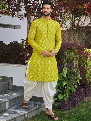 See Designs Ethnic Motifs Embroidered Regular Mirror Work Kurta with Patiala