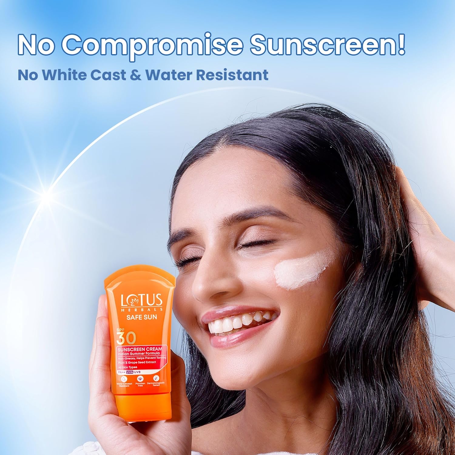 Lotus Herbals Safe Sun Sunscreen Cream , Black Plum Extract| Suitable For Indian Summer Formula | SPF 30 and PA++ | Non-Greasy | For Oily, Combination, Acne Prone & Normal Skin| Lightweight, Sweat & Water Resistant | For Women & Men | 50g.