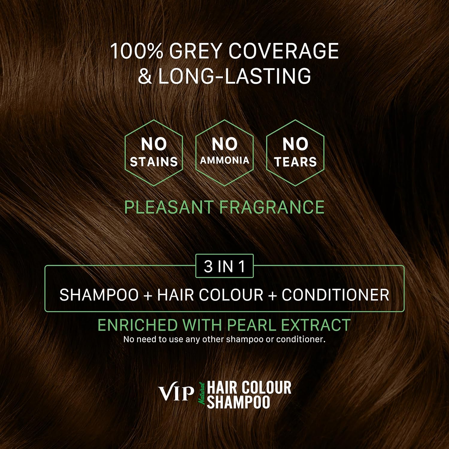 VIP Hair Color Shampoo for Men and Women 200ML (Dark Brown) (20ML Pack of 10)