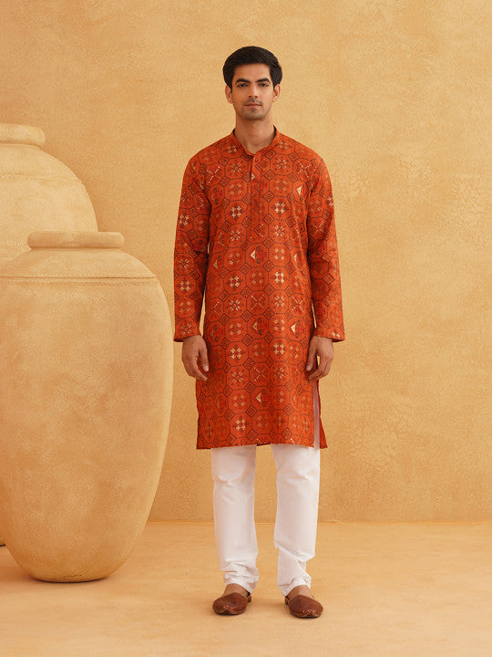 SOJANYA Ethnic Motifs Printed Straight Kurta With Pyjamas