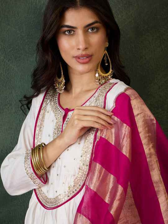 Women Embroidered A-Line Kurta Set