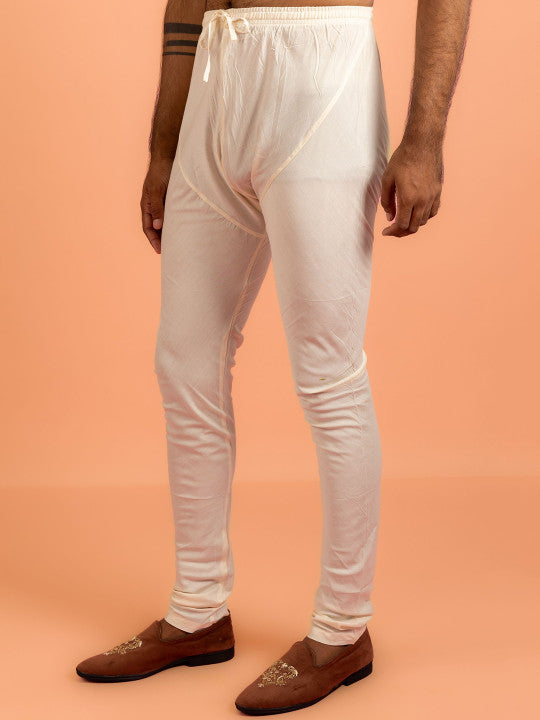 KISAH Mandarin Collar Straight Kurta With Churidar & Woven Design Nehru jacket