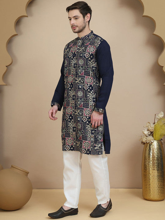 Jompers Men Ethnic Motifs Embroidered Kurta with Pyjama