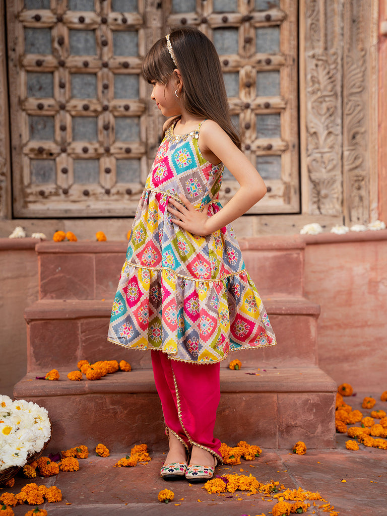 Pspeaches 2-Piece Multi Color Silk Kurta & Cotton Dhoti (DH25007602)