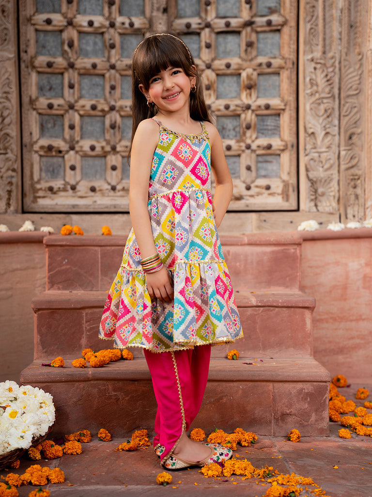 Pspeaches 2-Piece Multi Color Silk Kurta & Cotton Dhoti (DH25007602)