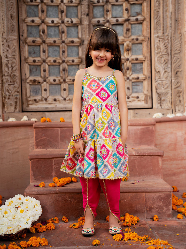 Pspeaches 2-Piece Multi Color Silk Kurta & Cotton Dhoti (DH25007602)