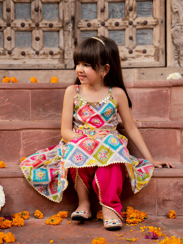 Pspeaches 2-Piece Multi Color Silk Kurta & Cotton Dhoti (DH25007602)