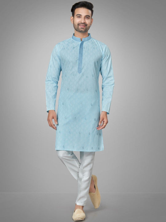 JUGG JUGG JEEYO Men Self Design Kurta with Trousers