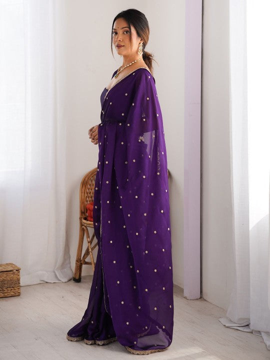 Saree mall Floral Sequinned Pure Georgette Sarees - Dhevu
