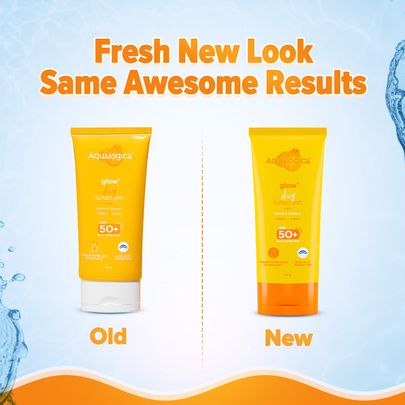 Aqualogica Glow+ Dewy Sunscreen with SPF 50+ & PA++++ for UVA/B & Blue Light Protection & No White Cast - 80g