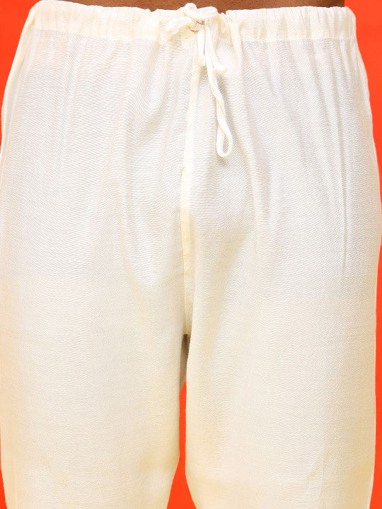 Jompers Floral Embroidered Mandarin Collar Thread Work Straight Kurta With Pyjamas