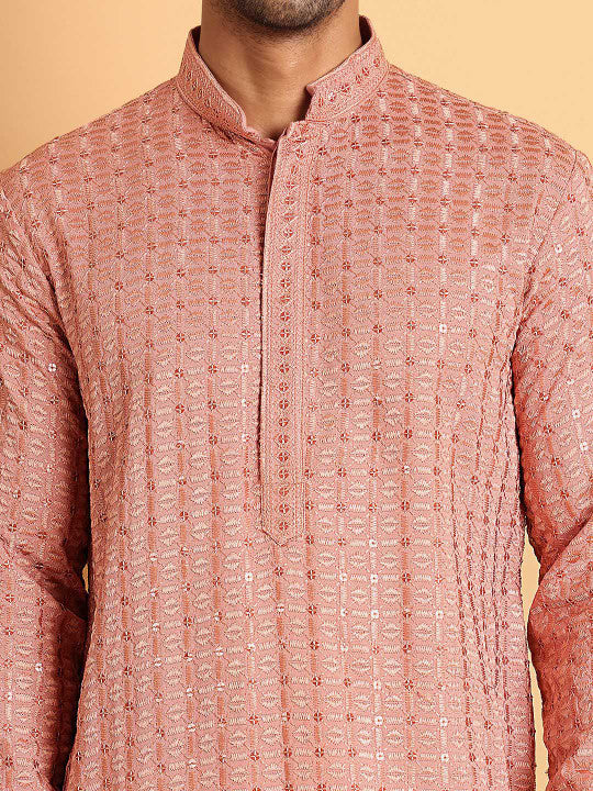 Anouk Men Embroidered Regular Chikankari Kurta with Pyjamas