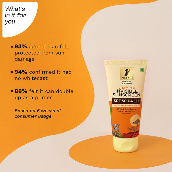 Pilgrim VITAMIN C Invisible Sunscreen SPF 50 PA+++ 45Ml