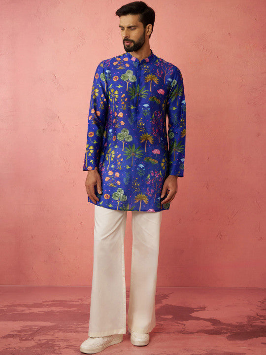 VASTRAMAY Men Floral Printed Regular Kurta with Trousers