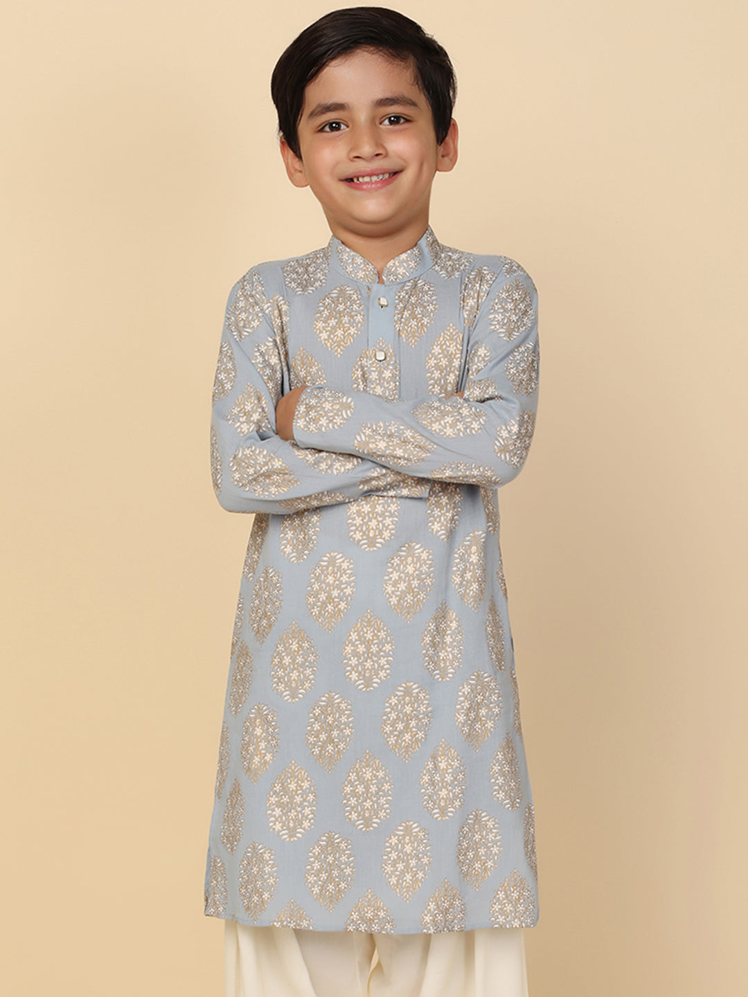 Boy's Blue Printed Kurta