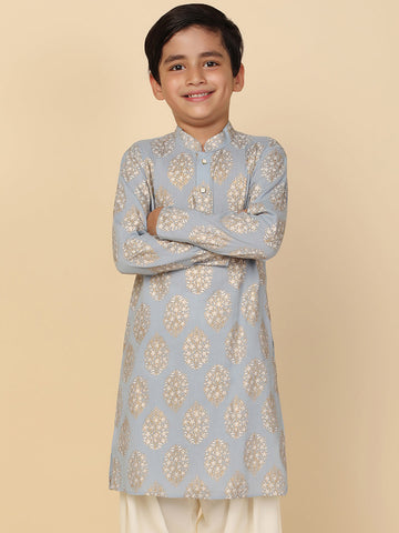 Boy's Blue Printed Kurta