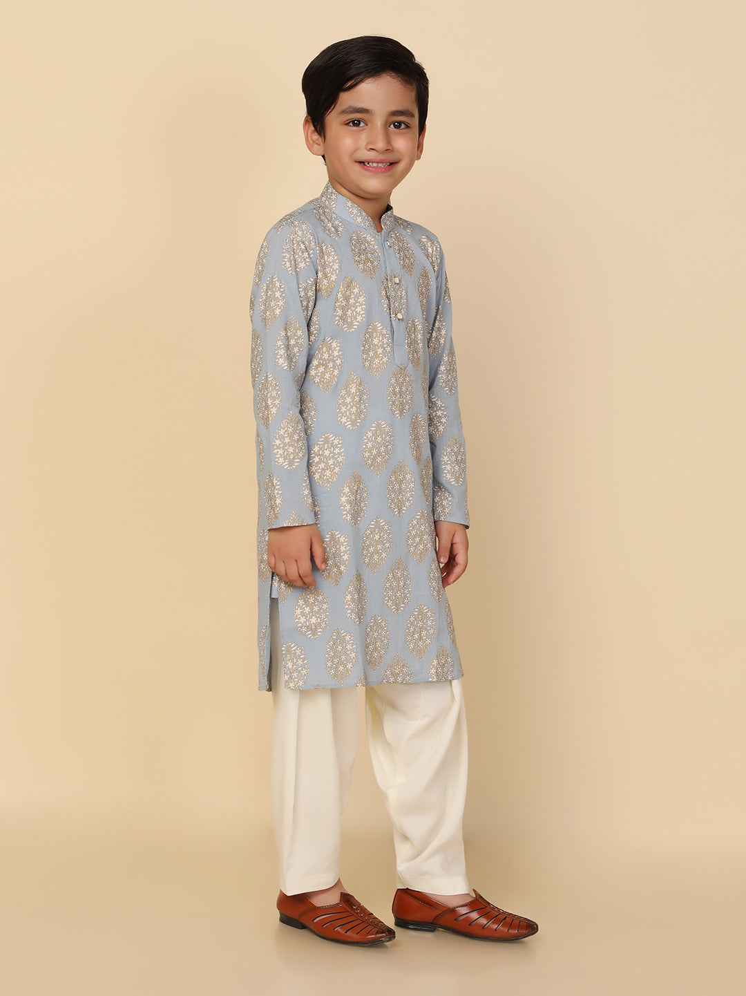 Boy's Blue Printed Kurta