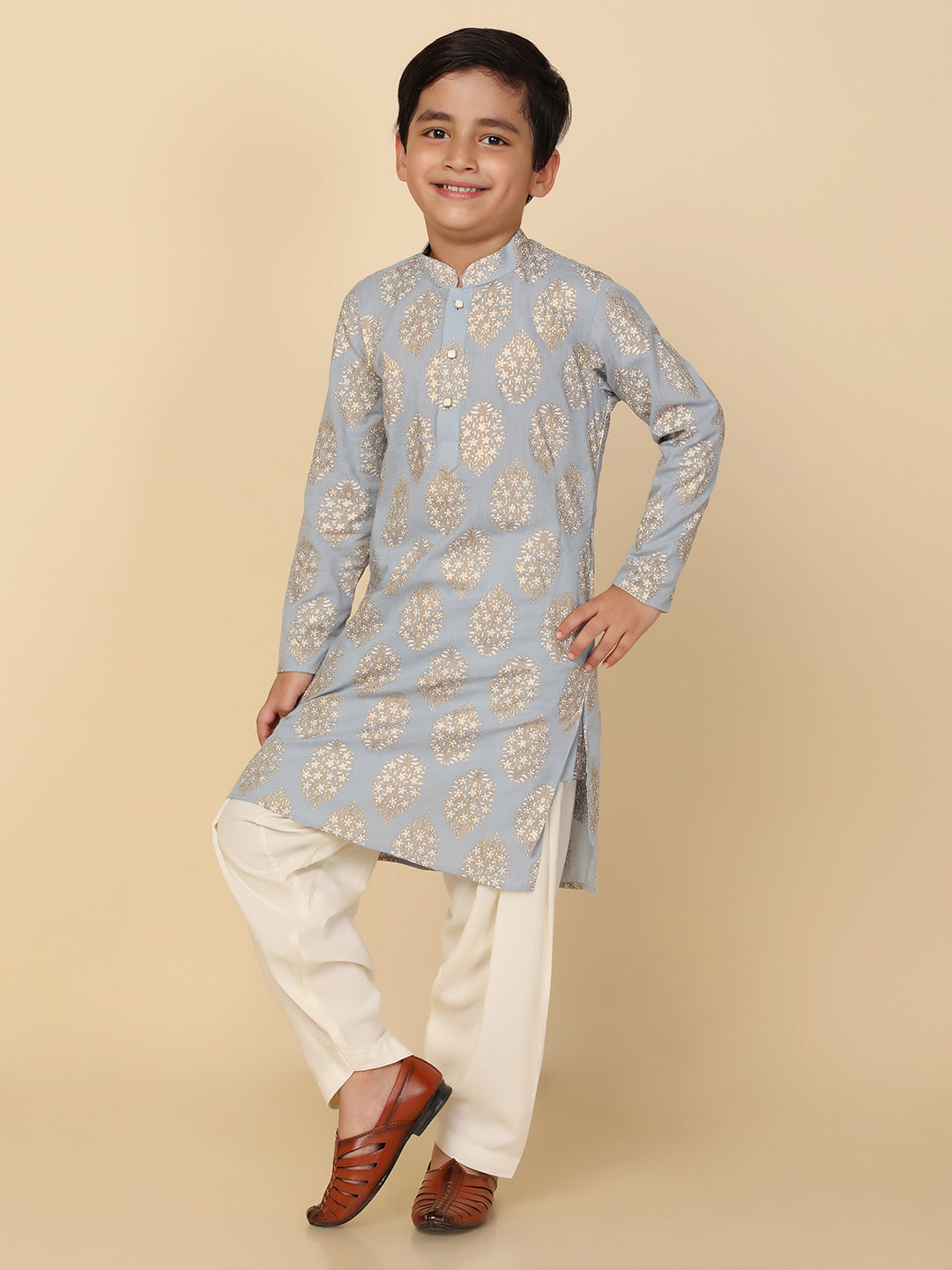 Boy's Blue Printed Kurta