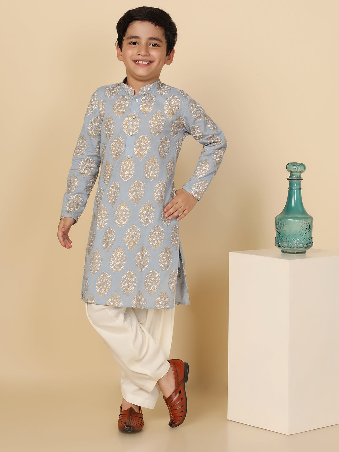 Boy's Blue Printed Kurta
