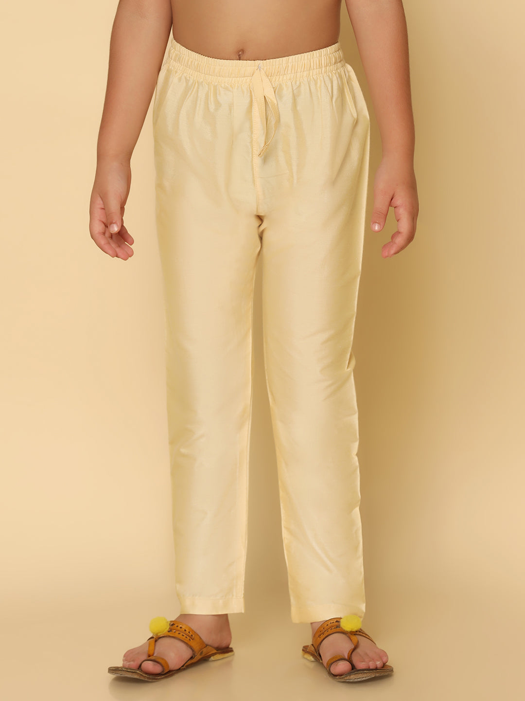 Boy's Cream Embellished Kurta Jacket Pyjama Set