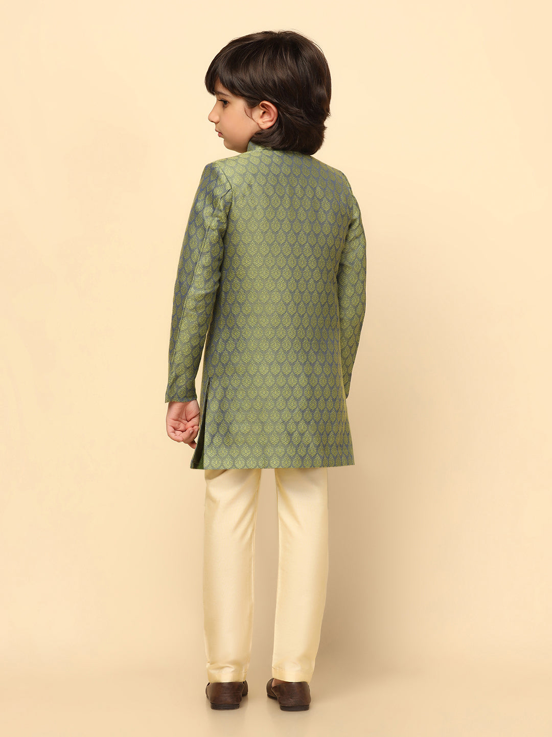 Boy's Green Indo Western Pyjama Set