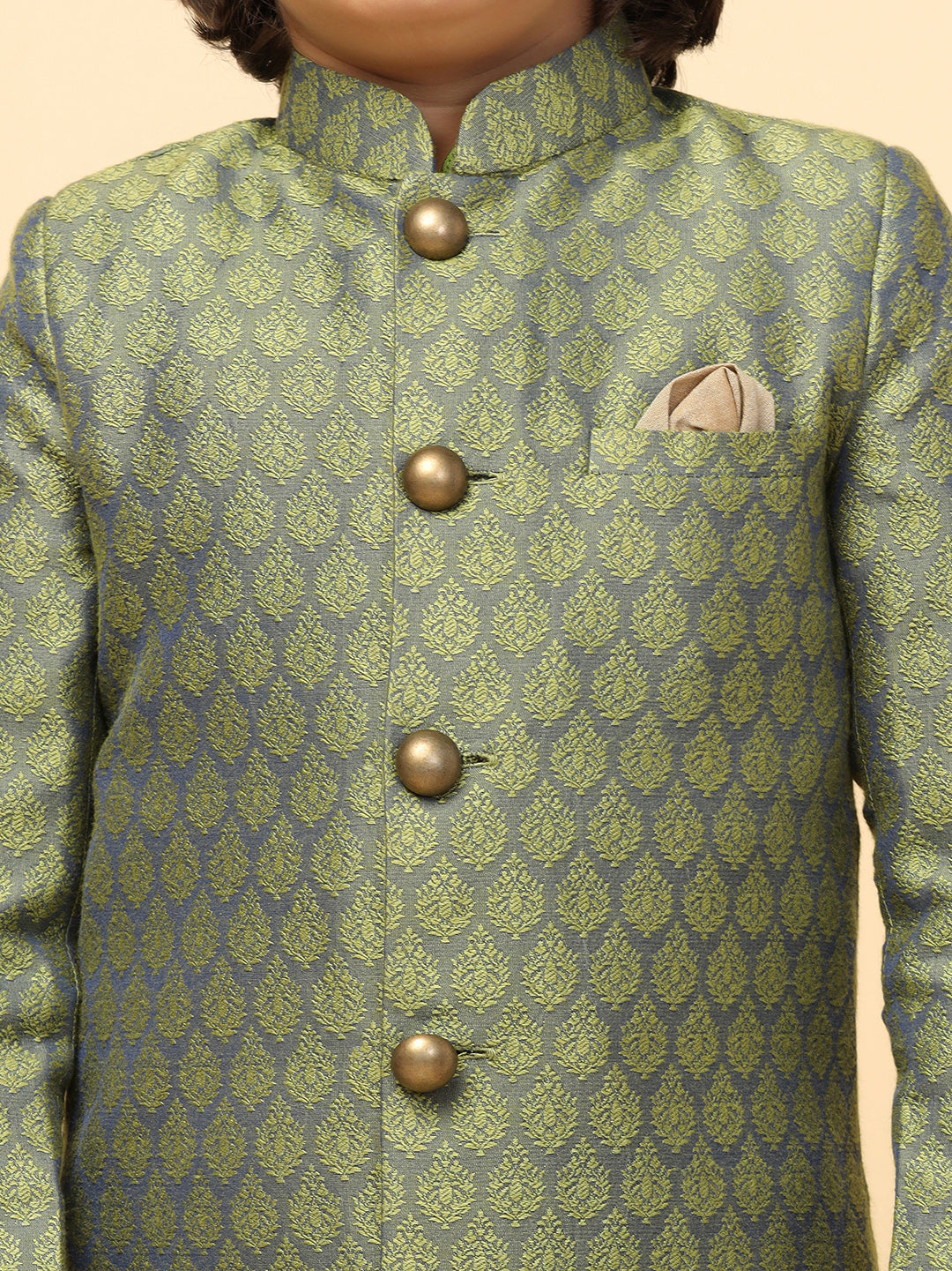 Boy's Green Indo Western Pyjama Set