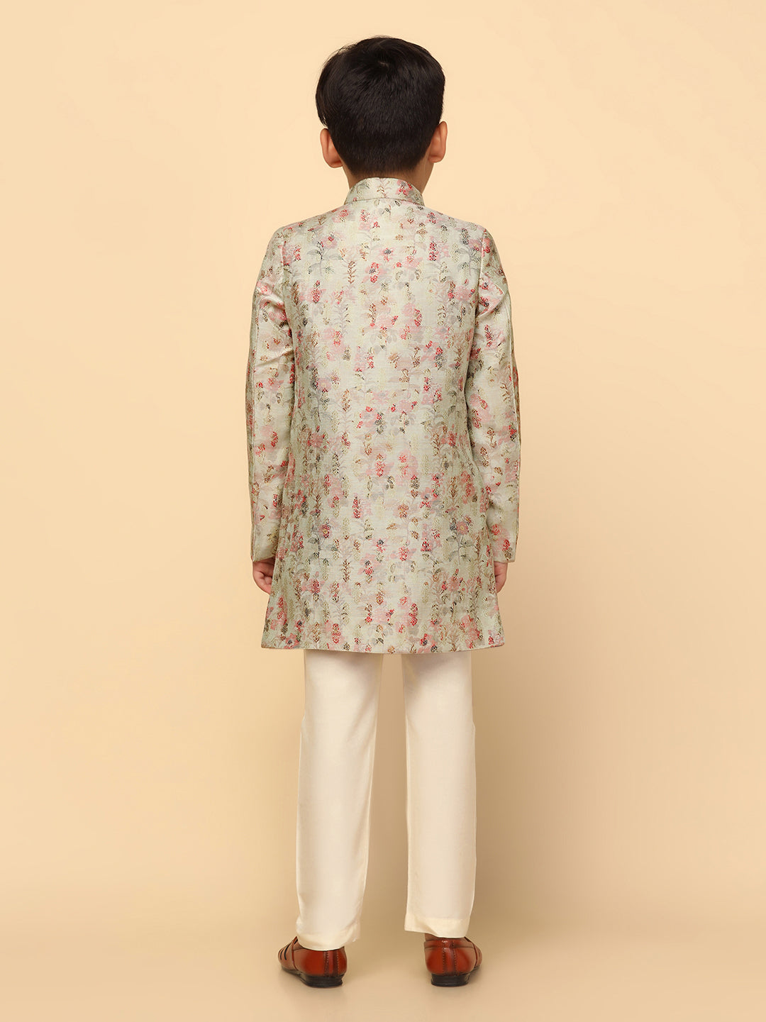 Kisah Boy's Green Indo Western Pyjama Set