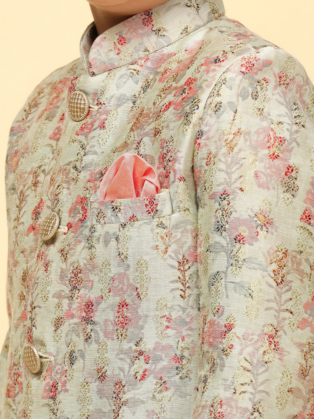 Kisah Boy's Green Indo Western Pyjama Set