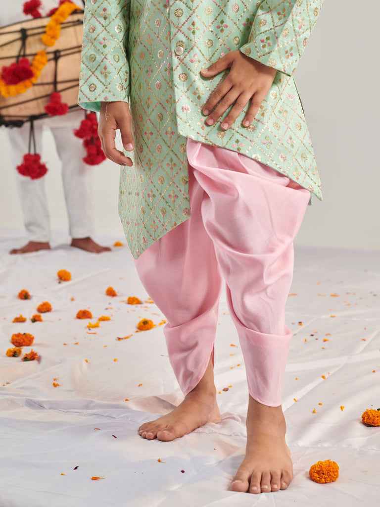 Boys Embroidered Regular Kurta With Dhoti Pants (KP-SHERWANI)